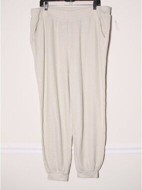 Old Navy Soft Brushed High Waisted Cozy Waffle Jogger Pants Beige Cream Size XL